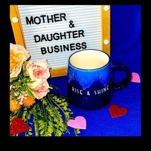 Rise & Shine place & time cobalt blue Coffee Mug NWOT